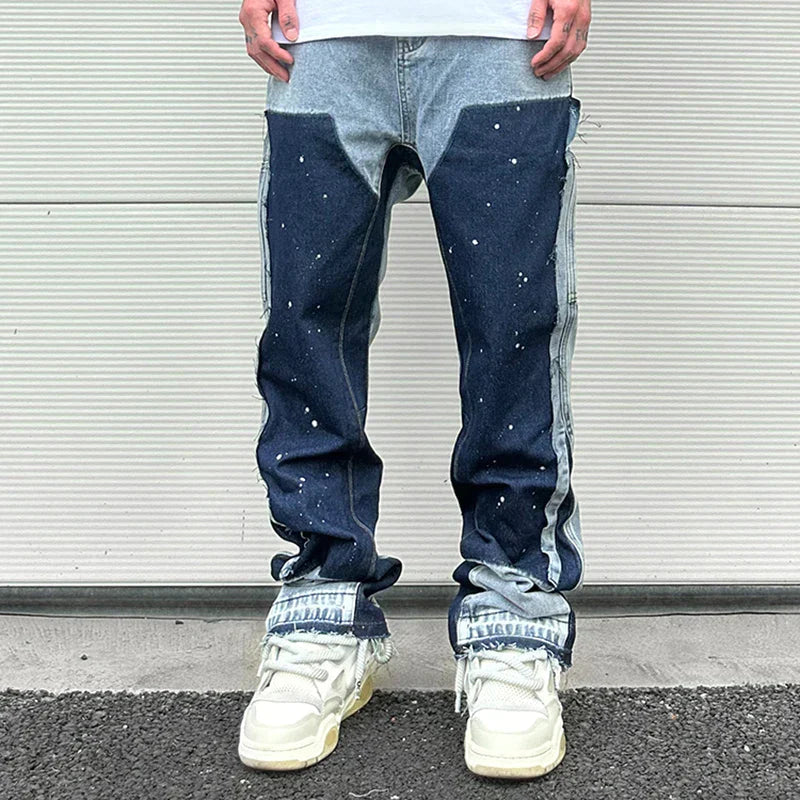 Ricky Men's Trousers | Unique Spotted Wash Denim, Casual Fit 7