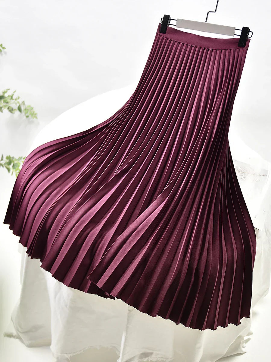 Roxane Women's Black Pleated Midi Skirt | Comfortable Fit, Versatile Style 10
