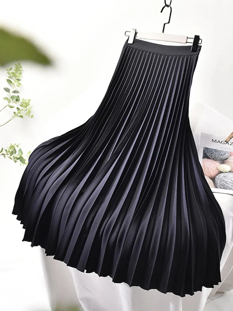 Roxane Women's Black Pleated Midi Skirt | Comfortable Fit, Versatile Style 4