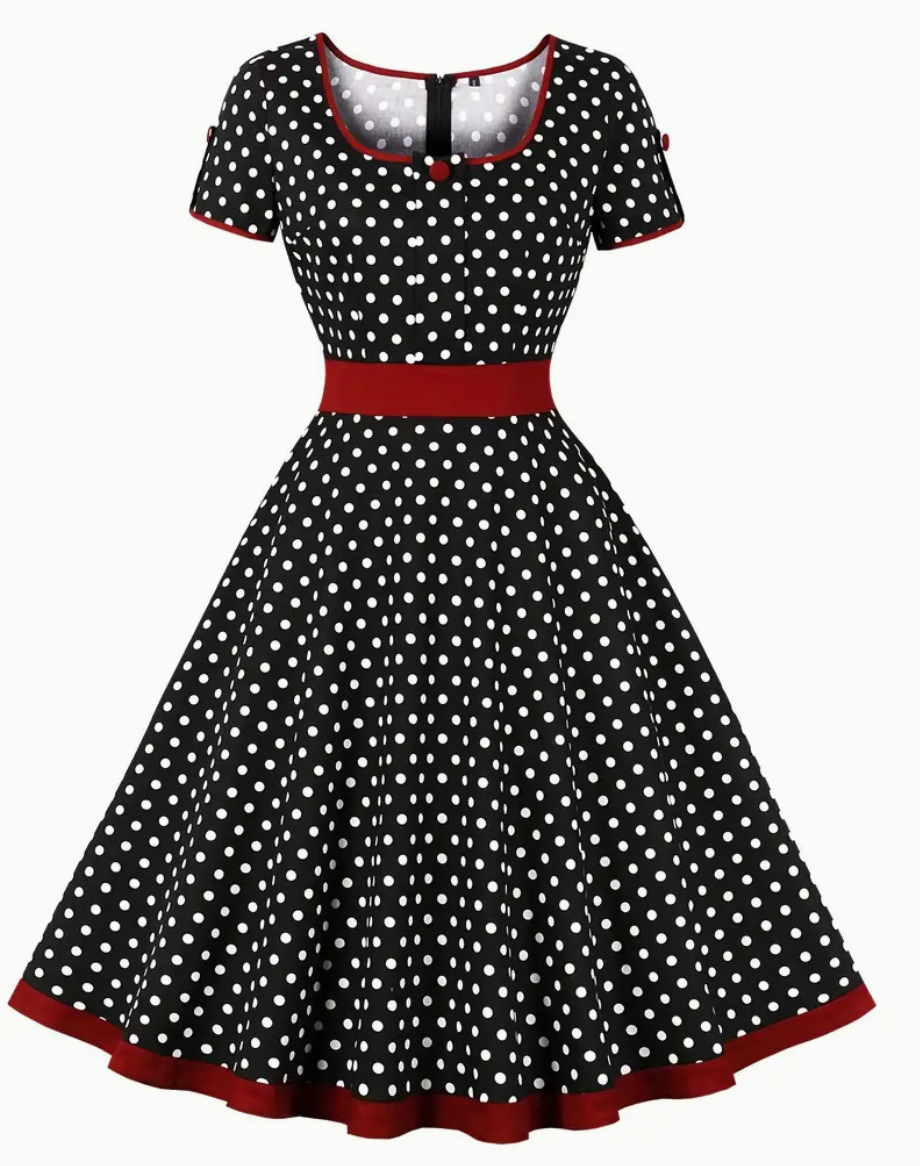 Roxy Women's A-Line Dress | Vintage Polka Dot, Swing Skirt 0