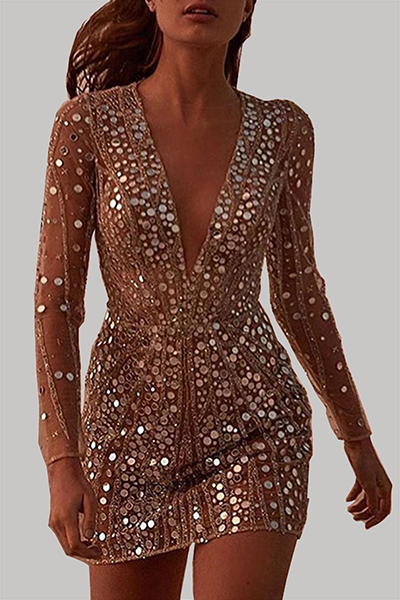 Sapphire Women's Mini Dress | Sequin Embellishments, Elegant 2