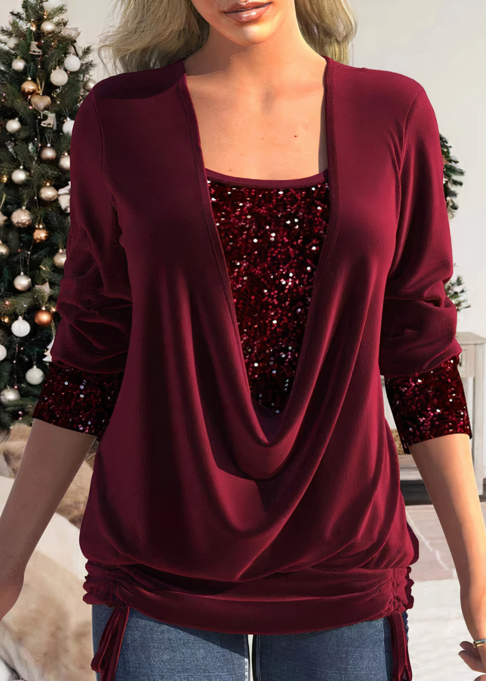 Sarina Women's Glitter Blouse | Soft Cotton, Chic Style 0