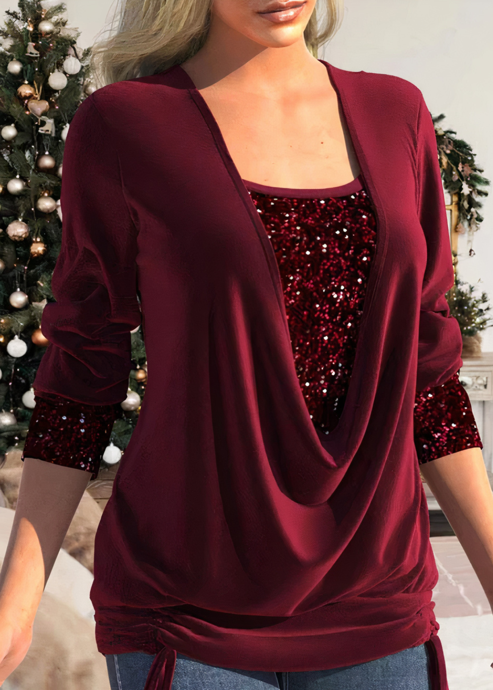 Sarina Women's Glitter Blouse | Soft Cotton, Chic Style 1
