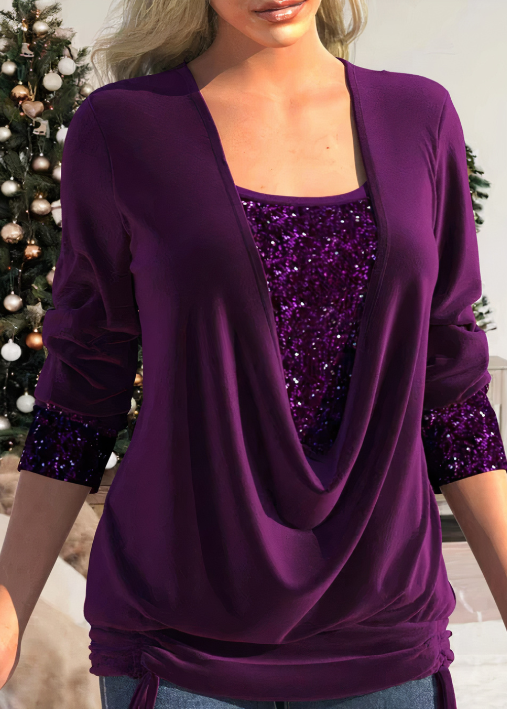 Sarina Women's Glitter Blouse | Soft Cotton, Chic Style 2