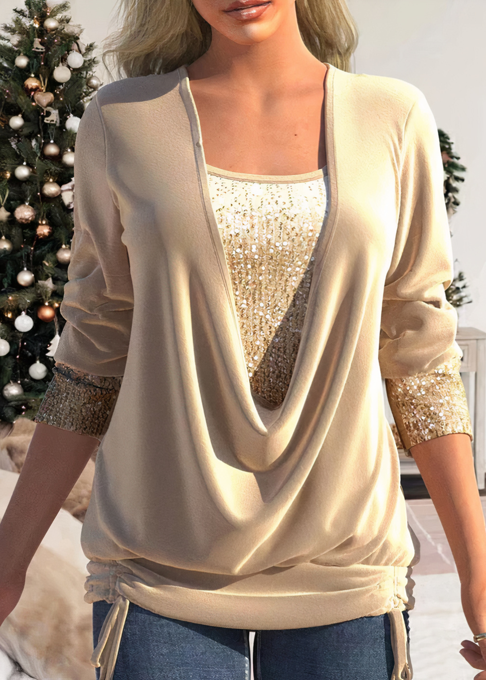 Sarina Women's Glitter Blouse | Soft Cotton, Chic Style 6