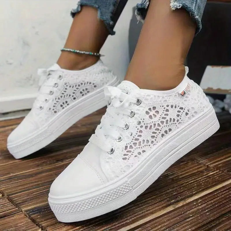 Sierra Women's White Sneakers | Lace Platform, Stylish & Comfortable 3