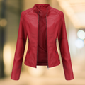 Sleek Women's Leather Jacket | Stand-Up Collar, Versatile Style 0