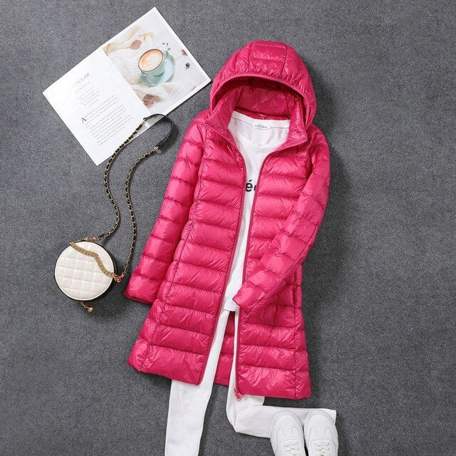Sophie Women's Long Puffer Coat | Ultralight, Packable Black Winter Jacket 0