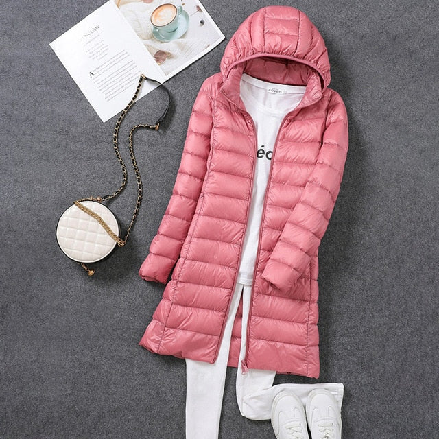 Sophie Women's Long Puffer Coat | Ultralight, Packable Black Winter Jacket 2