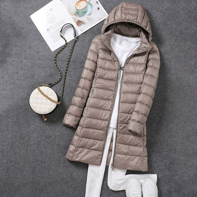 Sophie Women's Long Puffer Coat | Ultralight, Packable Black Winter Jacket 3
