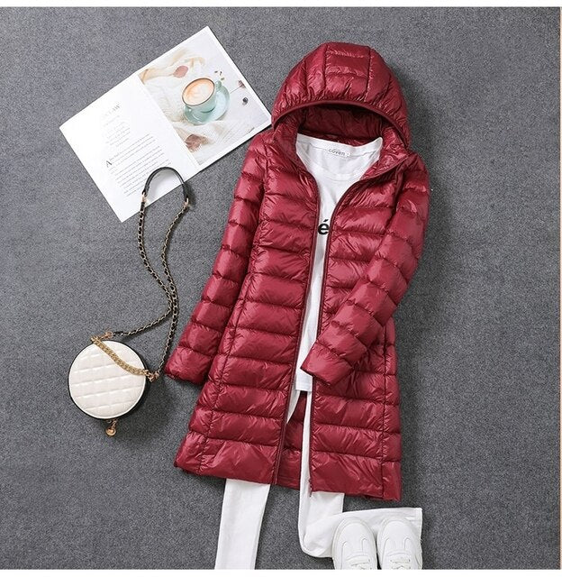 Sophie Women's Long Puffer Coat | Ultralight, Packable Black Winter Jacket 4