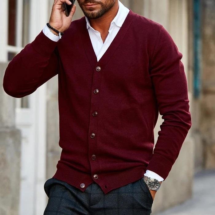 Stefan Men's Cardigan | Luxurious Cotton Blend, Modern Style 0