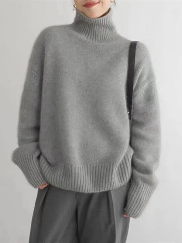 Tara Women's Turtleneck Sweater | Cozy Polyester Blend, Versatile Style 2