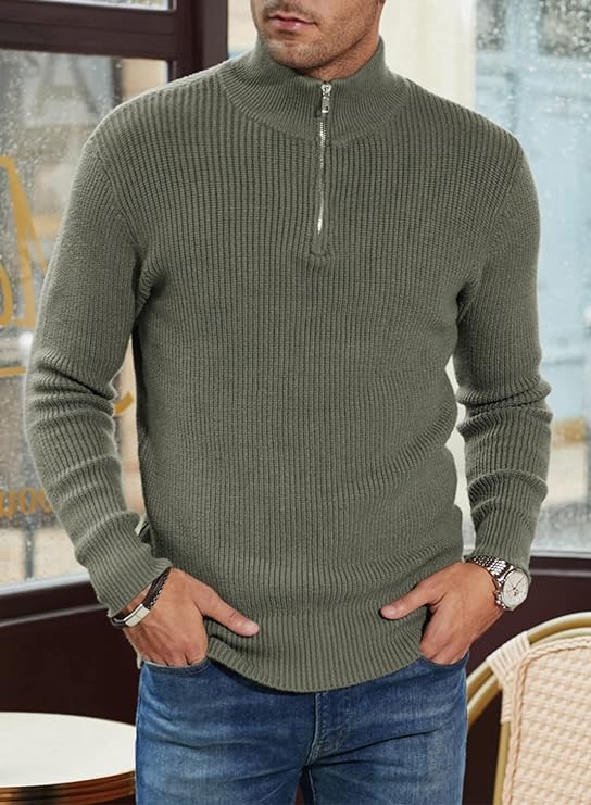 Taro Men's Half Zip Sweater | Italian Design, Elegant Comfort 3