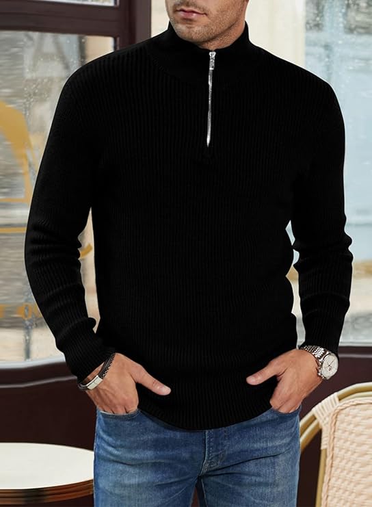 Taro Men's Half Zip Sweater | Italian Design, Elegant Comfort 6