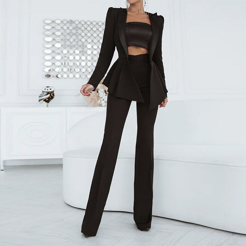 Tina Women's Blazer Set | Fitted Blazer and High-Waisted Trousers, Polyester 1