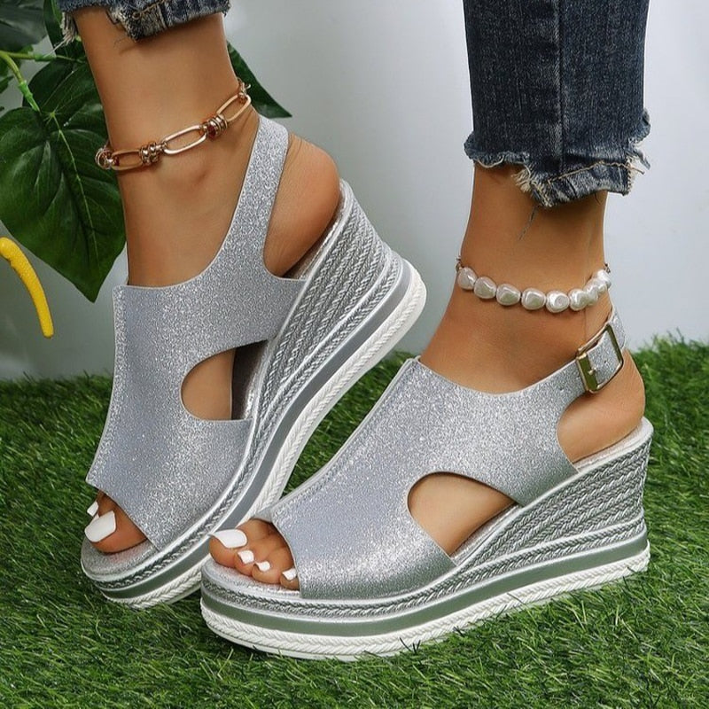 Wendy Women's Wedge Heel Sandals | Soft Textile, Comfortable Fit 0