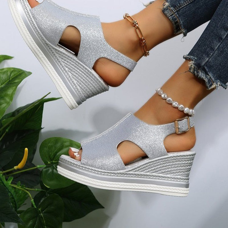 Wendy Women's Wedge Heel Sandals | Soft Textile, Comfortable Fit 6