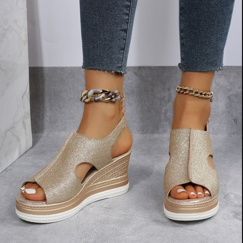 Wendy Women's Wedge Heel Sandals | Soft Textile, Comfortable Fit 8