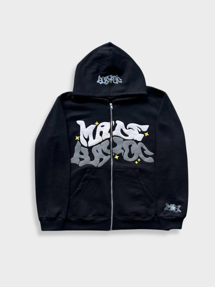 Zara Men's Hoodie | Stylish Zipper with Embroidery, Comfortable Fit 0