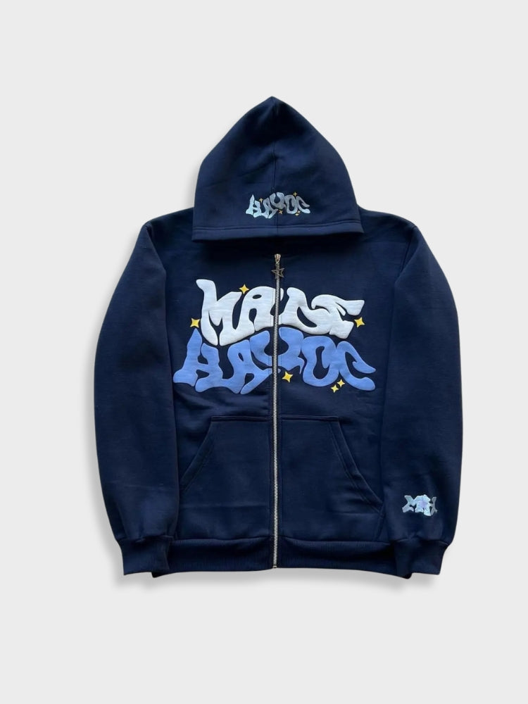 Zara Men's Hoodie | Stylish Zipper with Embroidery, Comfortable Fit 1