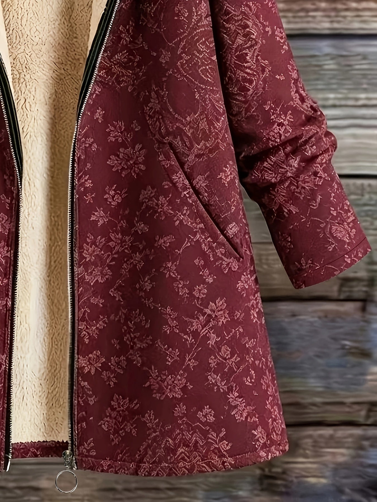 Rosemary Fleece-Lined Floral Hooded Coat