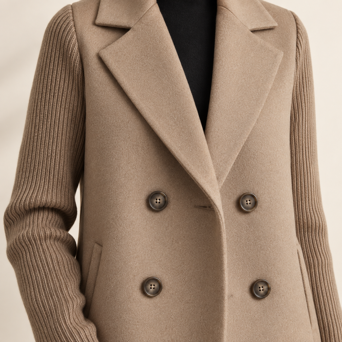 Sasha blazer coat lapel and double-breasted buttons